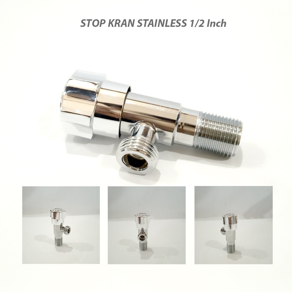 Stop kran Wc Toilet Kamar Mandi Stop kran 1/2 Inc Stainless Chrome