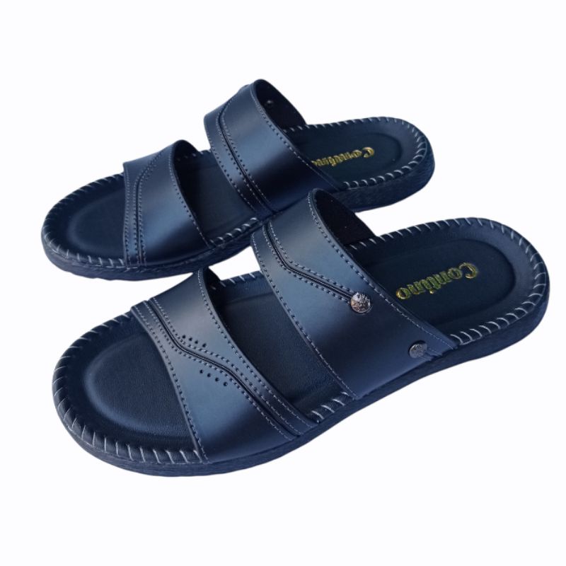 Sandal Kulit Pria - Sandal Slop Contino - Sandal Fashion Murah Berkualitas SandalTerlaris-Ss.conti Hitam