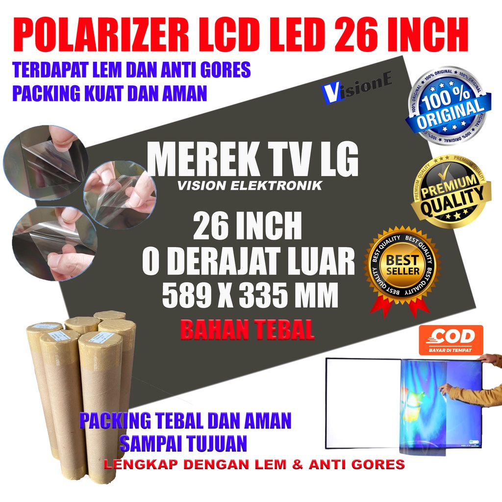 Polariser LCD LED LG 26 inch 0 derajat bagian luar plastik polarizer 26 inch luar polaris lcd 26 inch polarized lcd