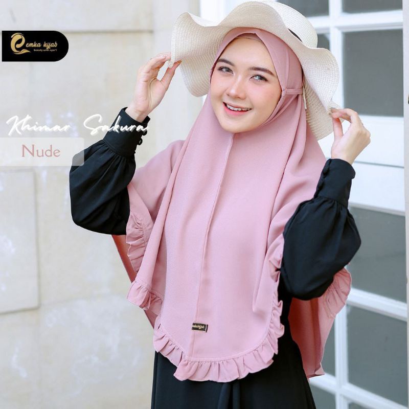 [SHONA] KHIMAR SAKURA BY EMKA HIJAB BERGO RUFFLE BAHAN WOLLY CREPE LEMBUT ADEM TEBAL TIDAK TERAWANG 