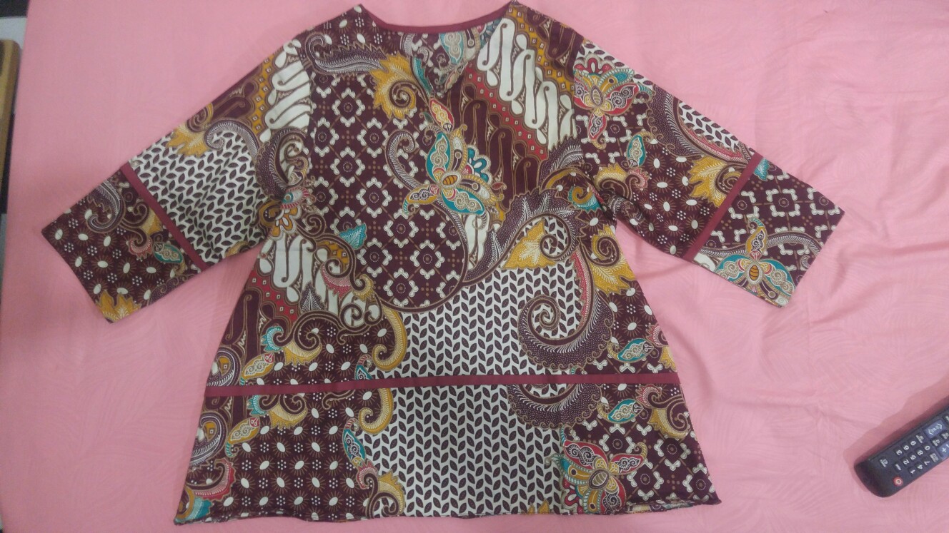 Jk-04 Atasan Batik Wanita Katun Strecth Lengan 3/4 Untuk Kerja Kantoran Model Simple Terbaru