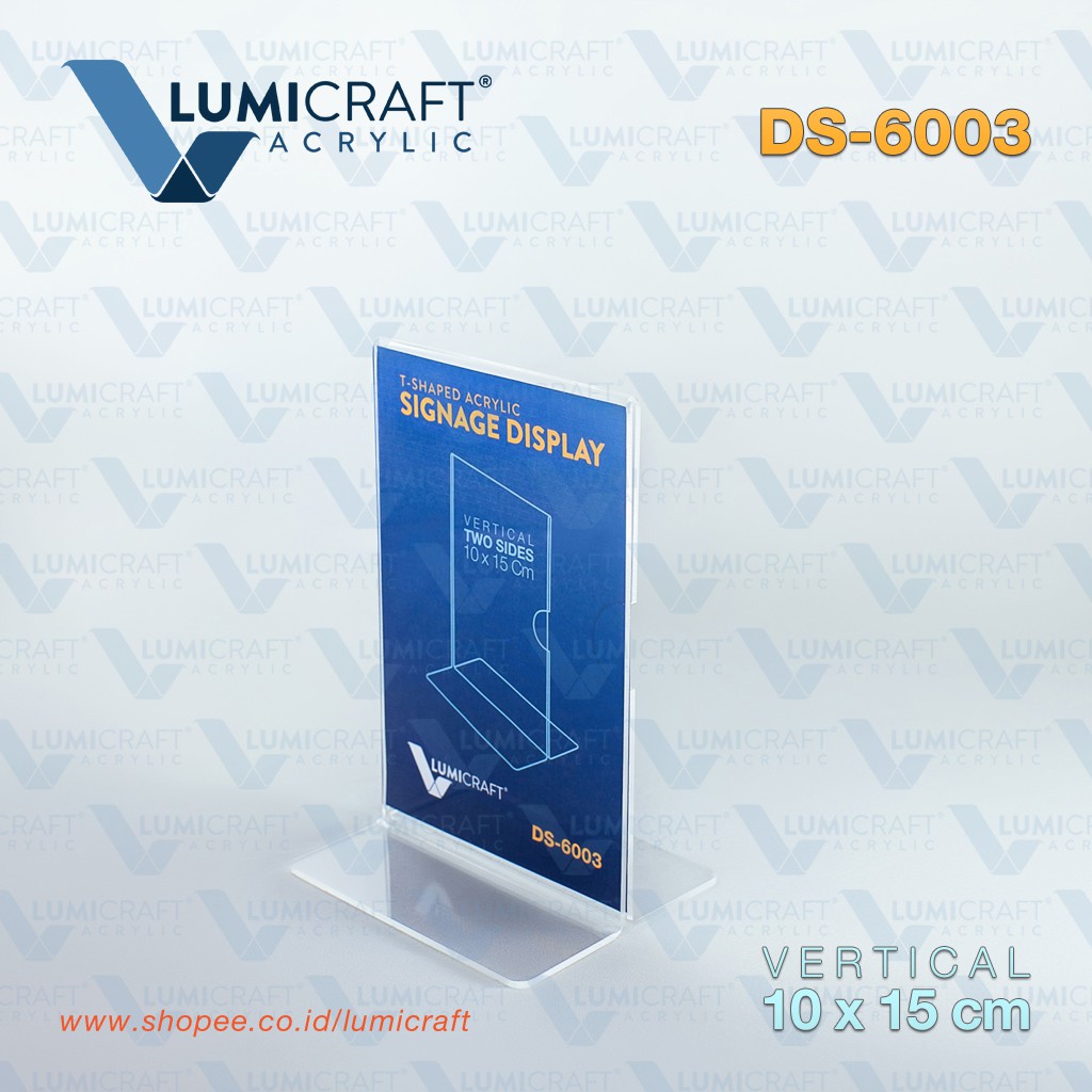 

Acrylic Signage Display Model T / Tent Card Stand Akrilik ukuran 10 x 15 cm | Lumicraft DS-6003