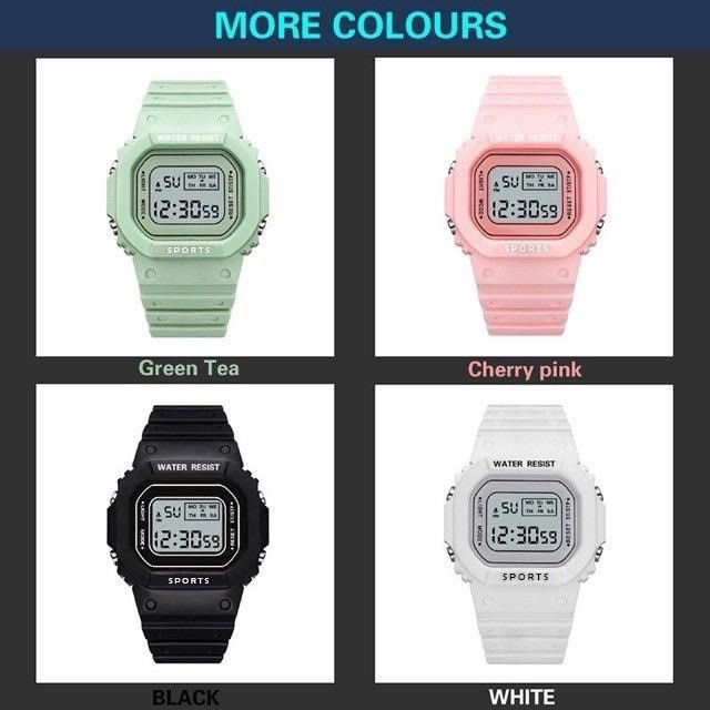 JAM TANGAN DIGITAL RUBBER PRIA / WANITA SEGI DW-5600 GROSIR KARET RUBBER SPORT LED KOREA SPORT ELEKTRONIK MOTIF BUNGA DAN POLOS STYLE COUPLE ANAK ANAK / REMAJA WATCHBRANDS  MURAH JF052 / C8-1