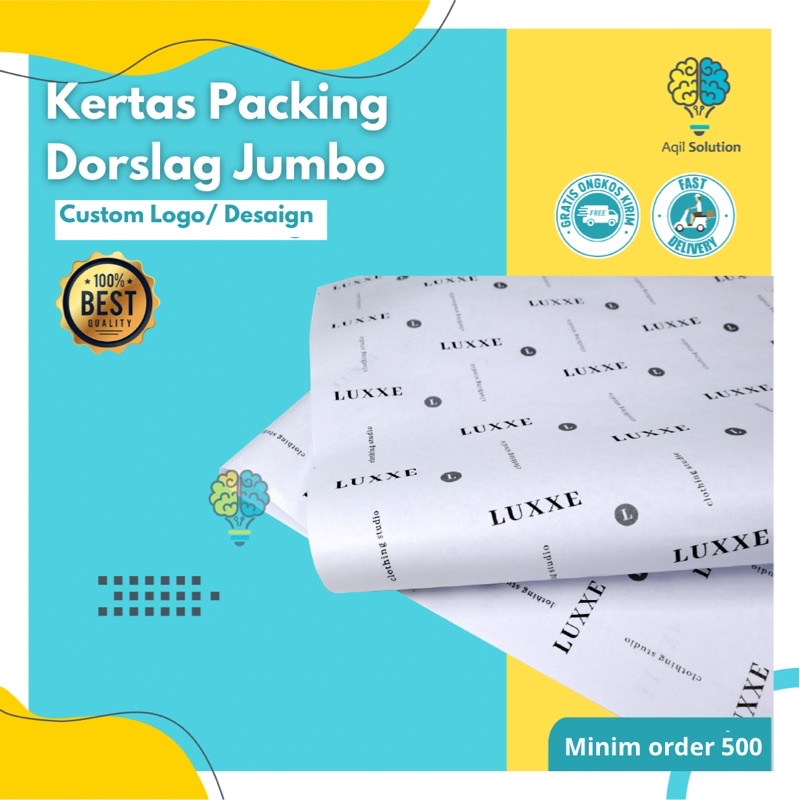 (Custom logo jumbo ) Kertas Dorslag Cetak / Wrapping paper/ Bungkus Baju/ Bungkus Sepatu/ Hampers