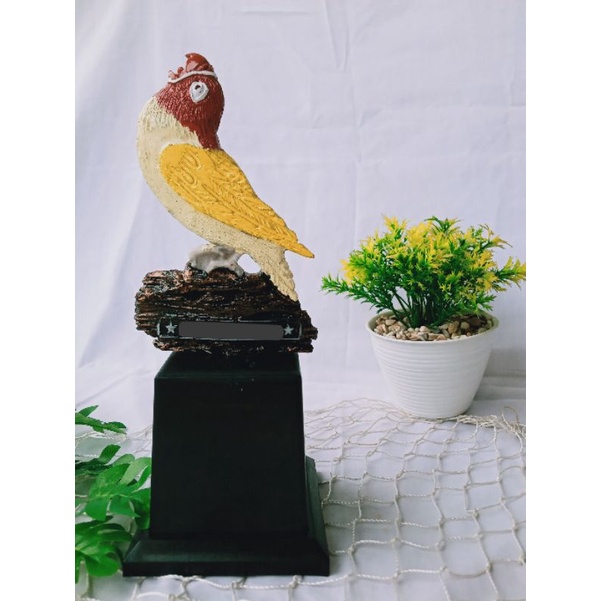 Piala Trophy Burung Lovebird Kuning