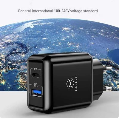MCDODO CH-689 ADAPTOR KEPALA CHARGER DUAL OUTPUT PORT USB QC 3.0 + TYPE C PD 18W
