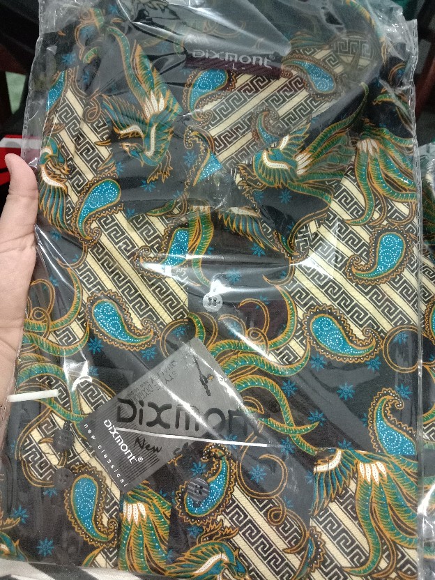 Kemeja Batik Pria Lengan Panjang Bl37 Katun Motif Modern Dixmont Semi Slimfit Premium
