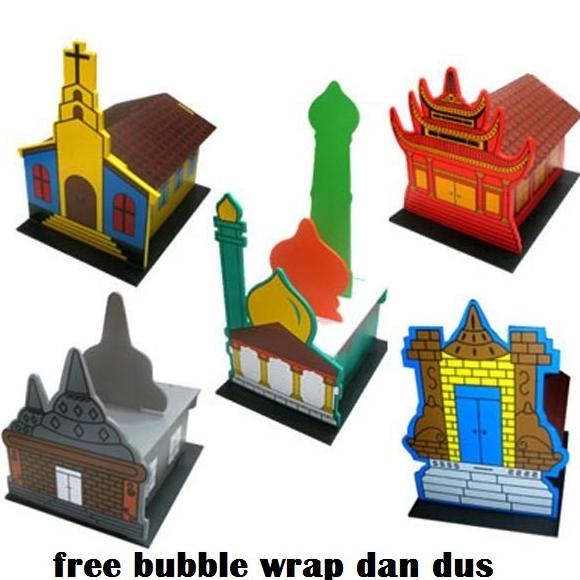 Maket Rumah Ibadah 3D Masjid Gereja Pura Wihara Klenteng Alat Peraga E