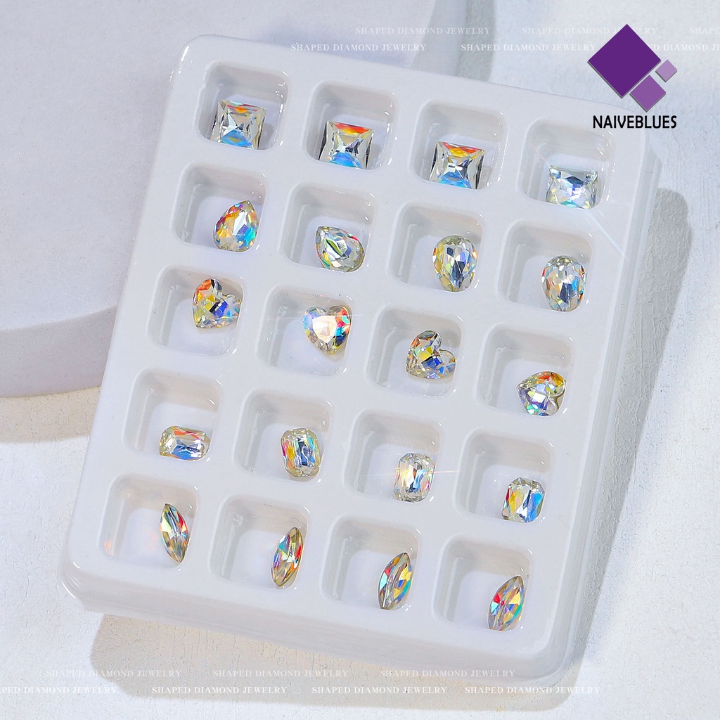 Naiveblue 20Pcs / Set Ornamen Hati 3D Bahan Plastik Tahan Pudar Untuk Aksesoris Nail Art / Manicure