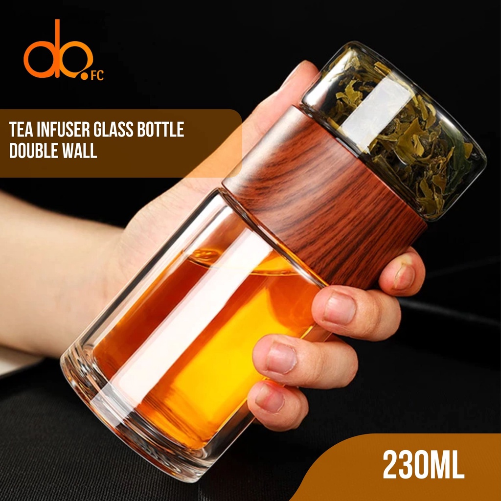 Botol Minum Penyaring Teh Kaca Double Wall Tea Infuser Glass Bottle