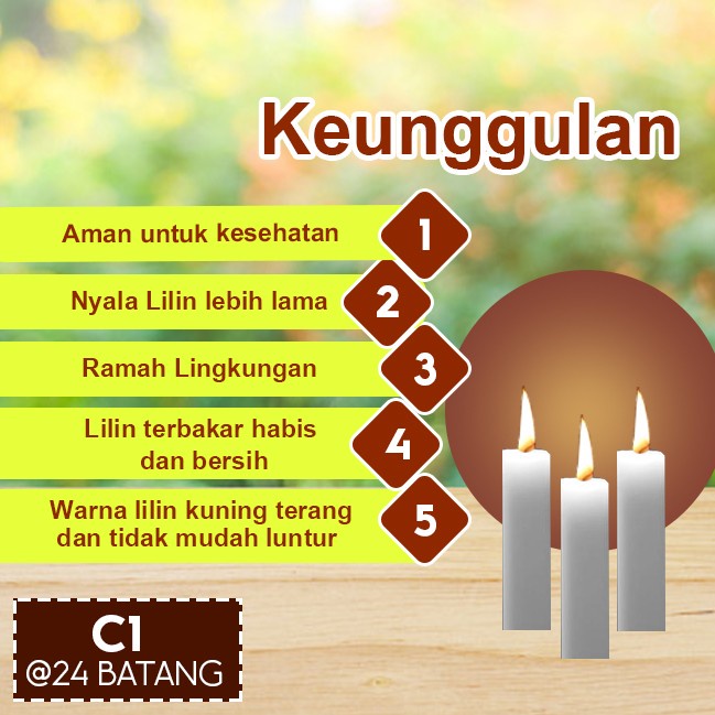 Lilin Batang Sembahyang Sukhavati C1 Putih