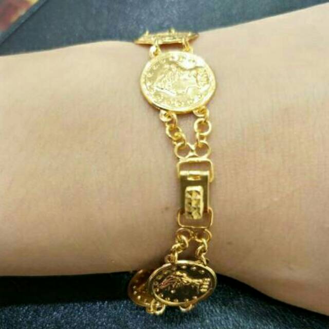 ready....Gelang emas asli kadar 700 model koin kuno