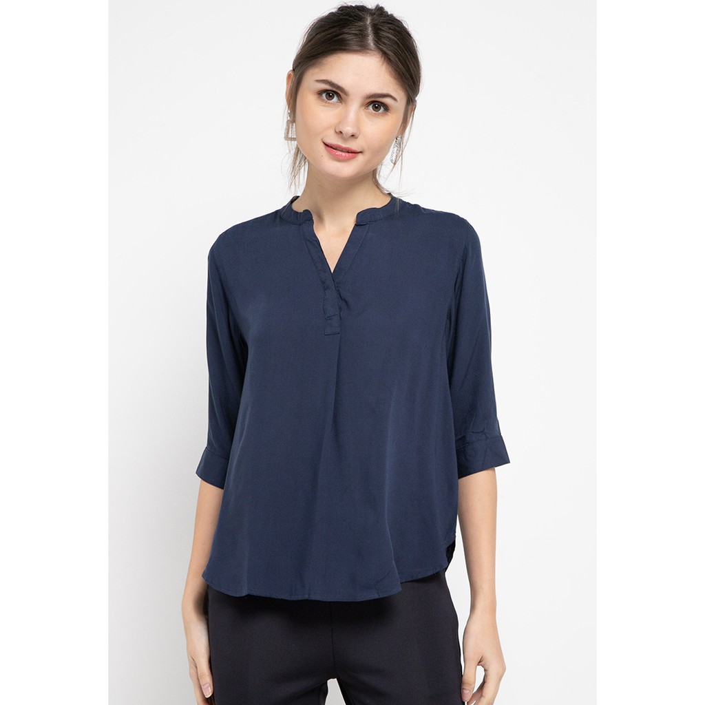 Rodeo Blouse  Wanita  Kaya Top Navy Shopee  Indonesia