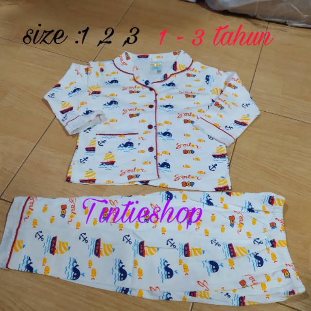 Baju tidur Anak Berkerah umur 1 - 3 tahun