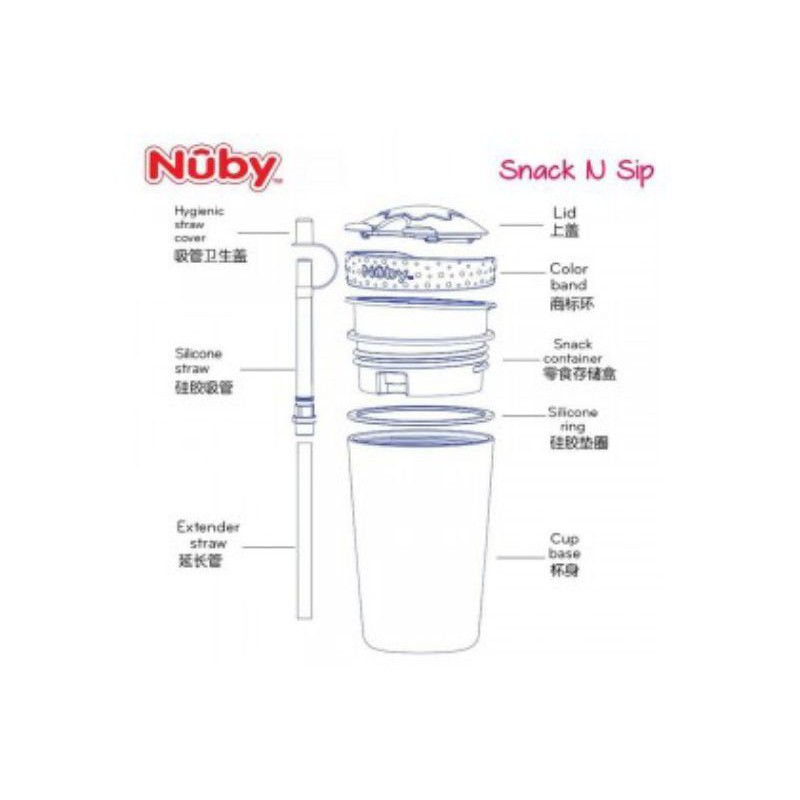 NUBY SNACK AND SIP STRAW CUP WITH STRAW COVER