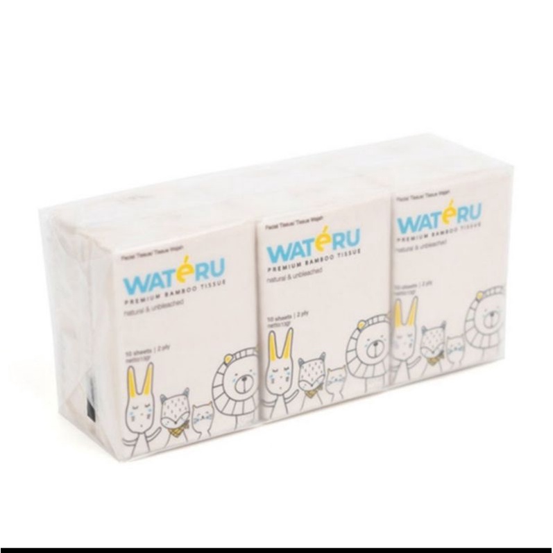 Wateru Tissue Pocket Tissue Wajah Premium Bamboo Pocket Tissue 6×10 Sheet