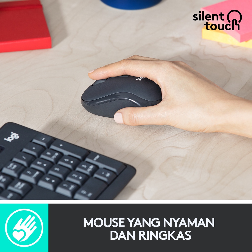 Logitech MK295 Combo Keyboard dan Mouse Wireless Silent dengan Tombol Multimedia