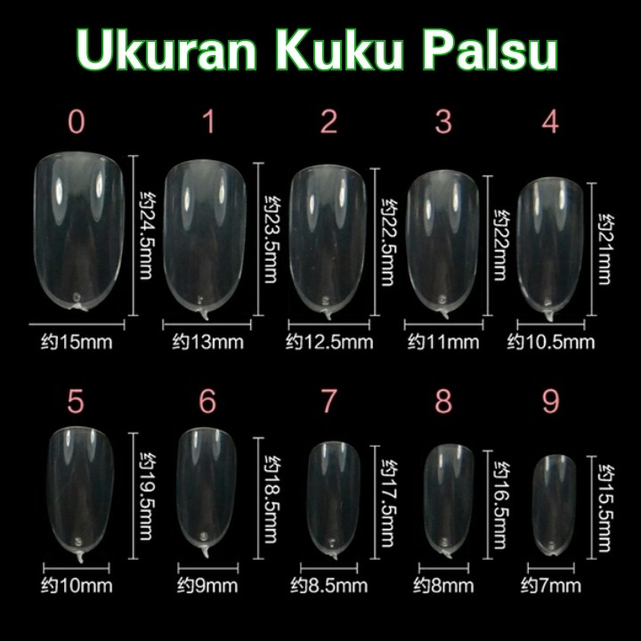 Kuku Palsu Warna Putih White Short False Nails 50pcs