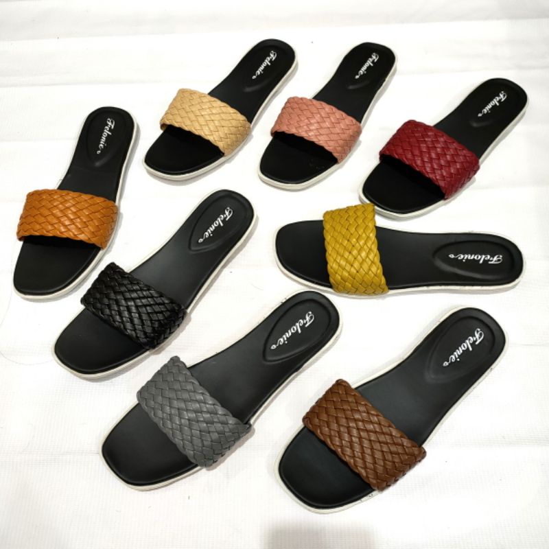 sandal wanita murah import Felonie WK 01. Selop anyaman terbaru..!