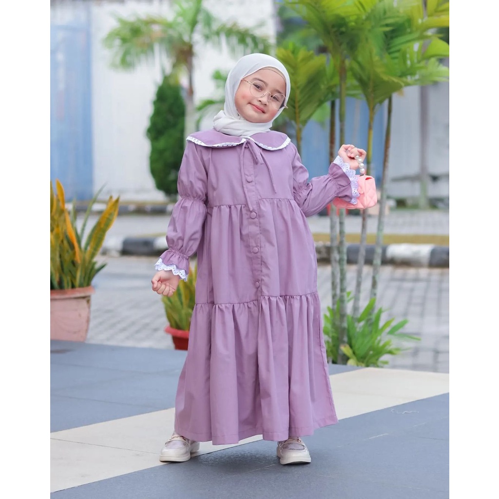 Murah GAMIS ANAK DAULANI GAMIS ANAK PEREMPUAN SHABRINA KOMBINASI RENDA BAHAN KATUN JEPANG Elegan