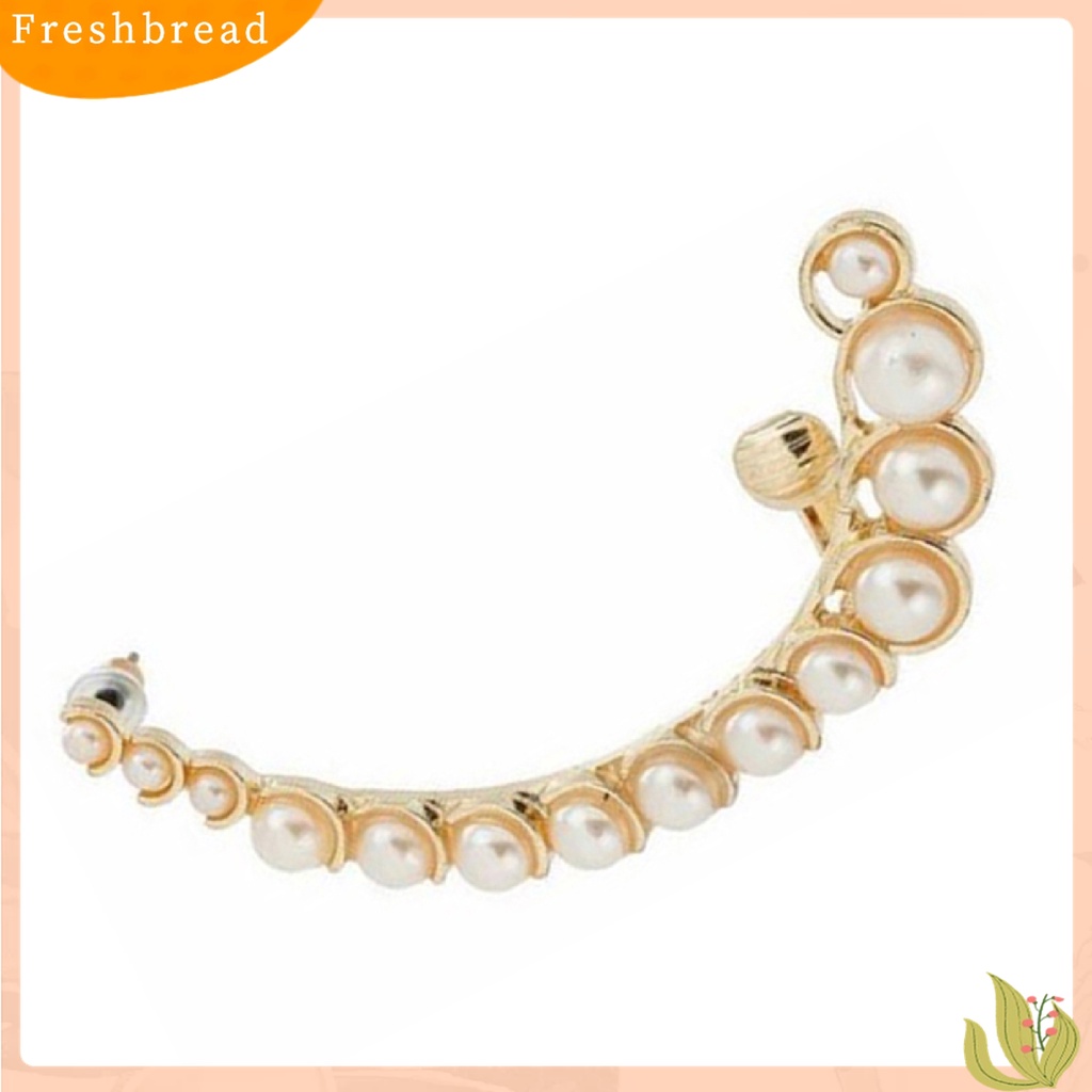 【Fresh】New Punk Rock Retro Pearl Earring Ear Cuff Warp Clip Ear Stud - Left Side