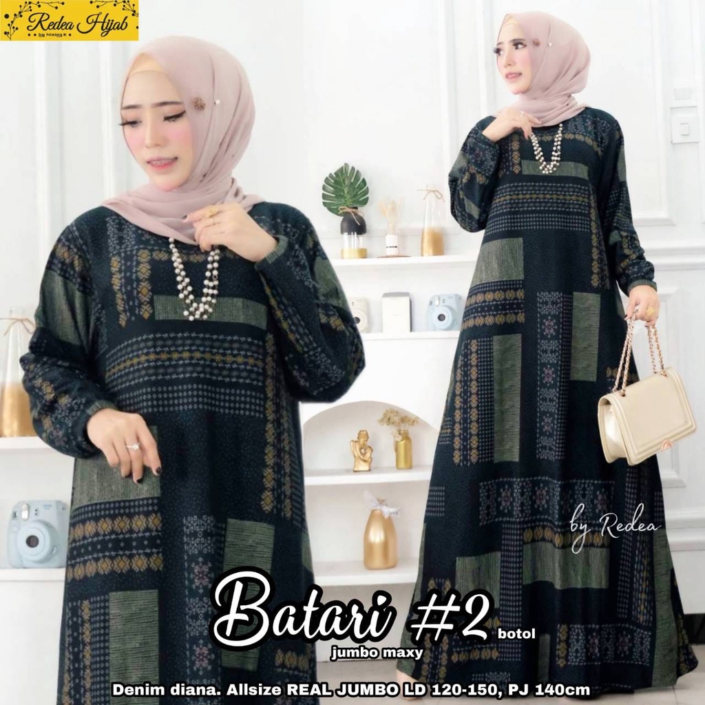 Gamis Kaos Denim Diana Jumbo Harian Ld 120 -150 Fit To XXXXL Motif Bahan Adem Melar Tebal No Busui T