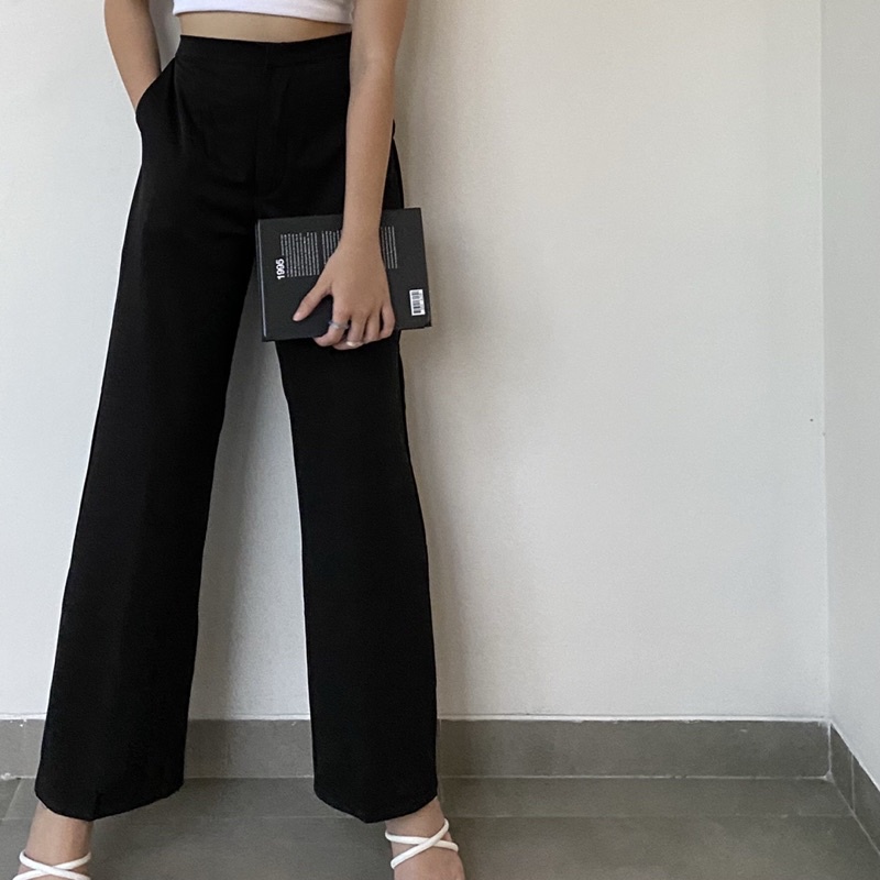 Abby Pants-high waist straight trousers