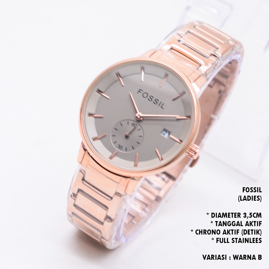 (BISA COD) JAM TANGAN WANITA FASHION RANTAI BODY BULAT TANGGAL &amp; CHRONO AKTIF