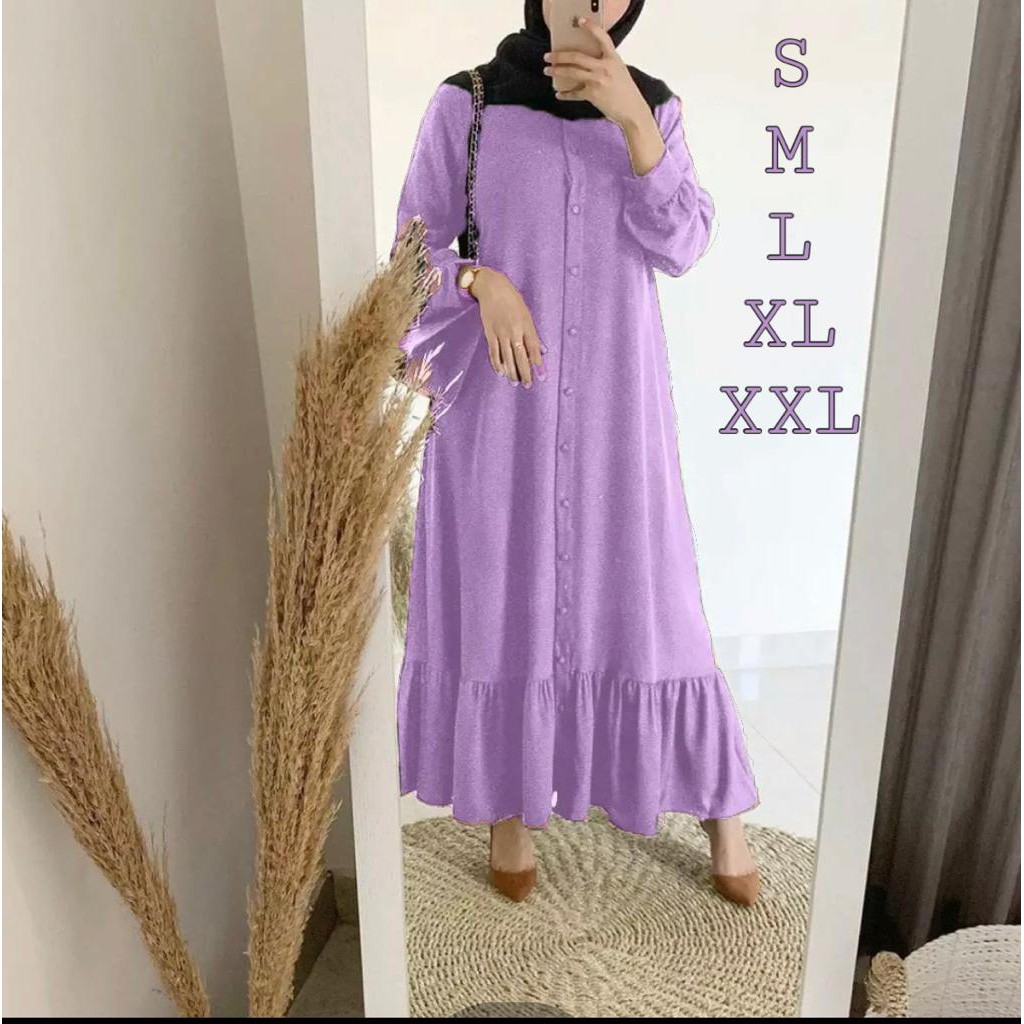 (COD) Bella Gamis Moscrepe 8 Warna / Dress Muslimah / Gamis-Lilac