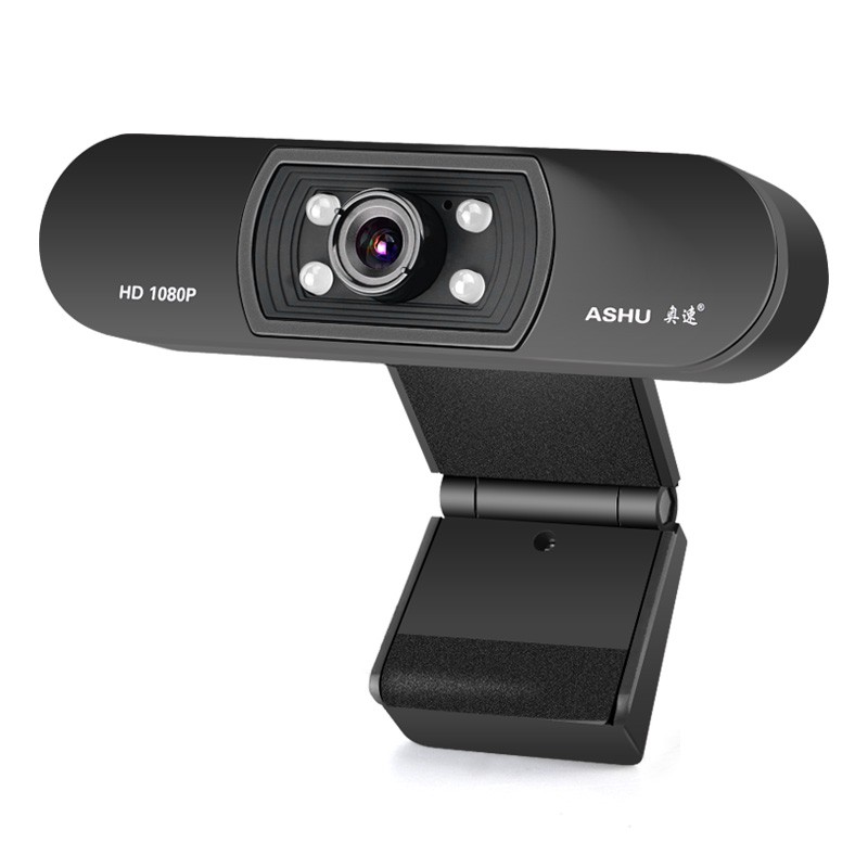 ASHU HD Webcam Desktop PC Laptop Video Conference 1080P with Microphone - H800 - Black