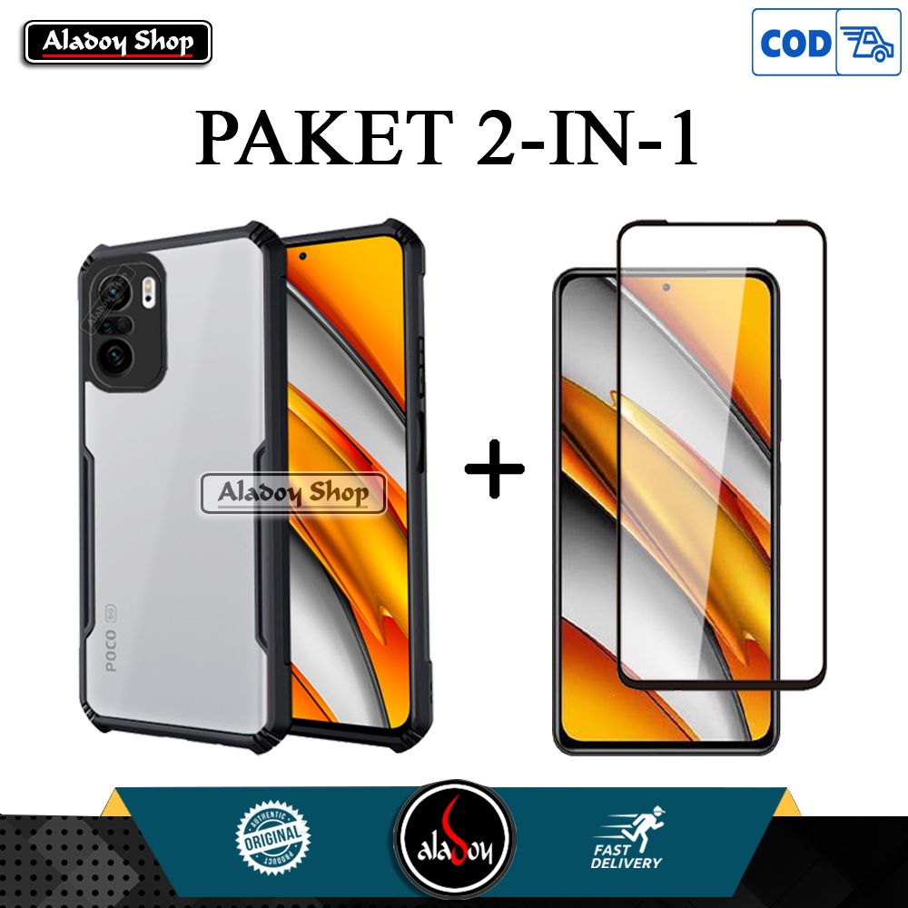 Case Xiaomi Poco F3 2021 Premium Casing + Tempered Glass Layar Full