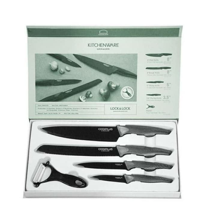 LOCK &amp; LOCK KITCHEN KNIFE SET CKK101S5BLK BLACK/ PISAU SET