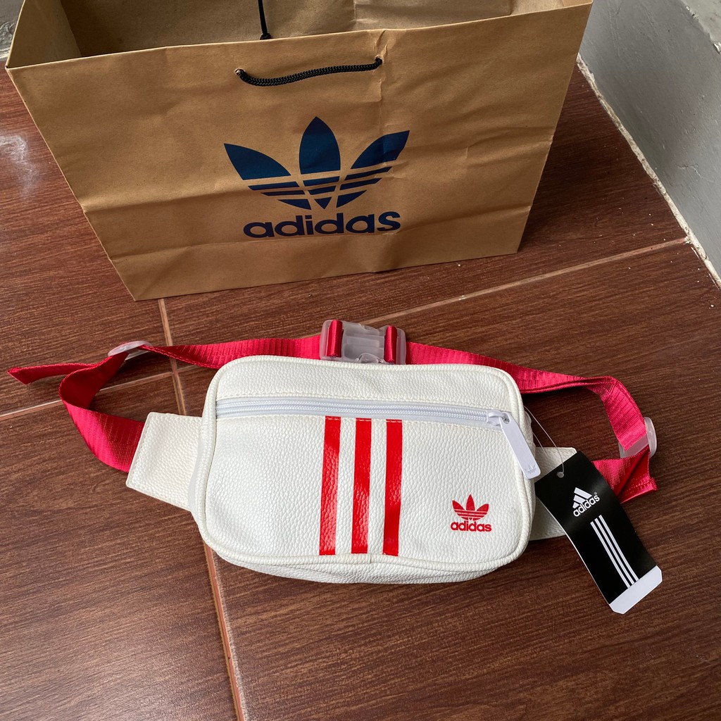 Tas Pinggang Pria / Tas Waistbag Adidas Original / Tas Adidas Red Stripes Full Set