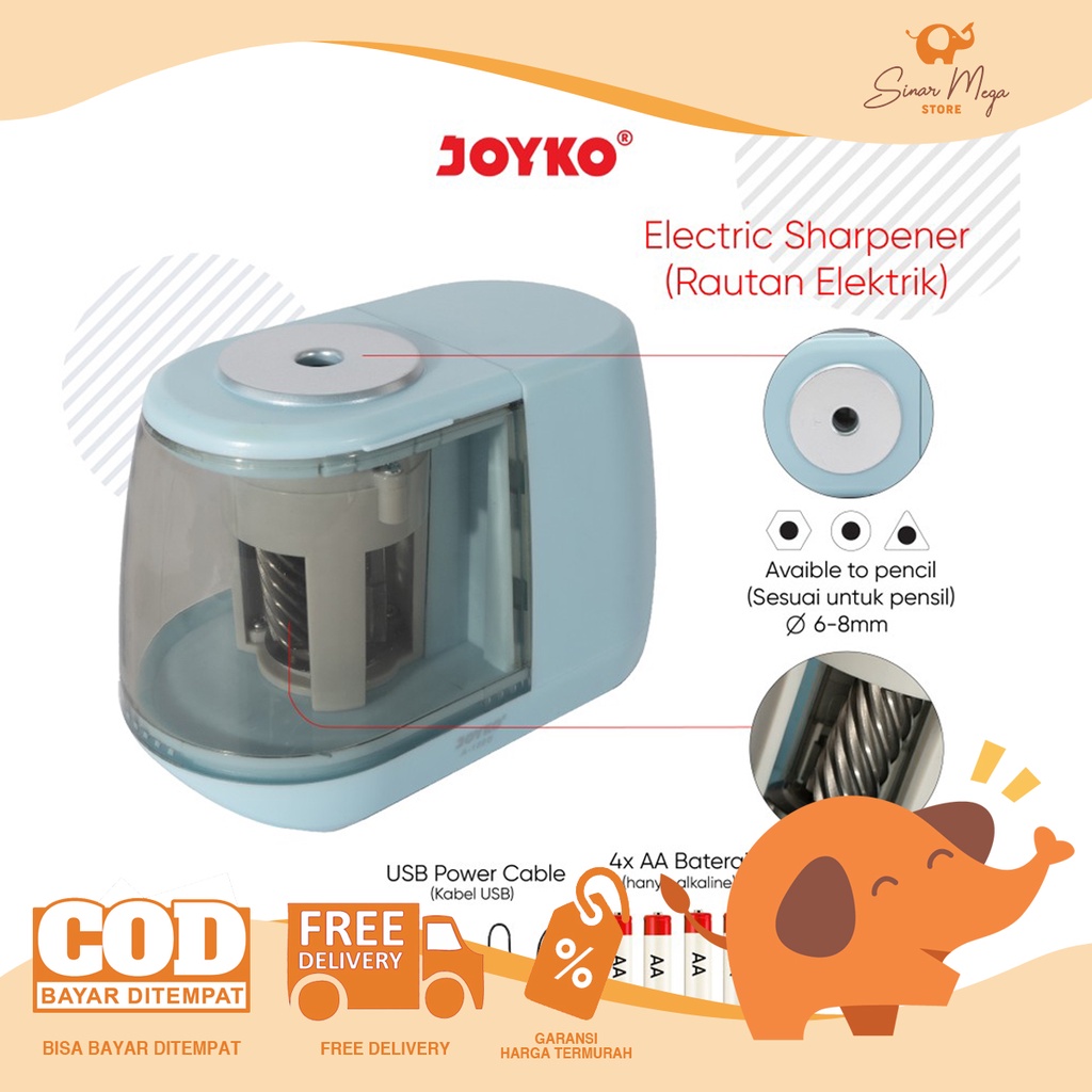 

Joyko Pengserut Serutan Elektrik A-159E / Sharpener Electric Murah Berkualitas