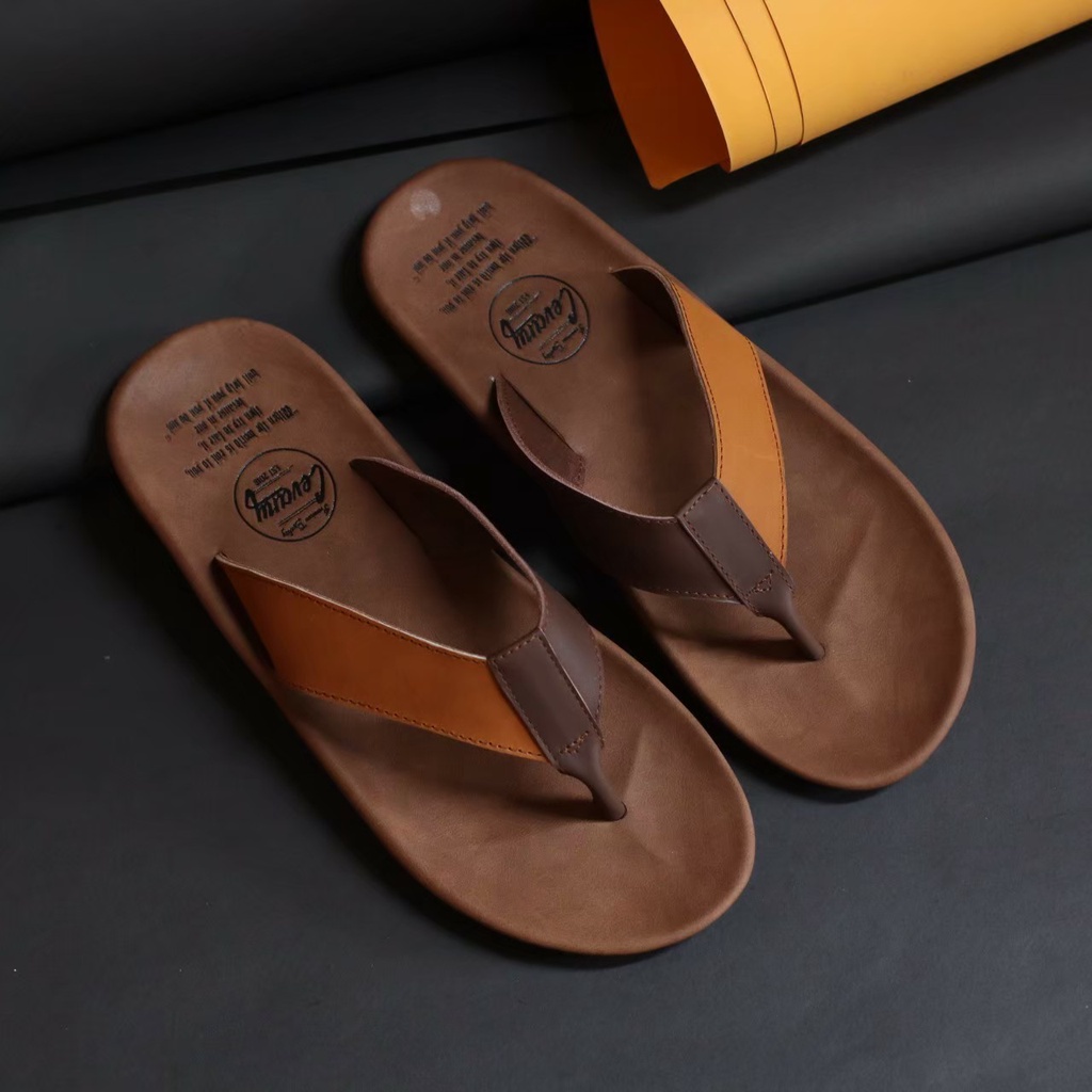 PROMO COD - SANDAL JEPIT KULIT ASLI PRIA ORIGINAL CVY JAVIT 99 MODEL CASUAL BISNIS / SENDAL PRIA MURAH PREMIUM BERKUALITAS