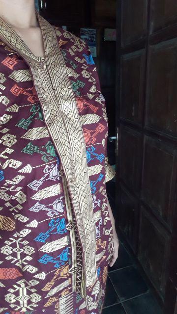 Sarimbit Couple Pasangan Batik Rok N Blus  Span Panjang Wanita Santika Prodo Biru