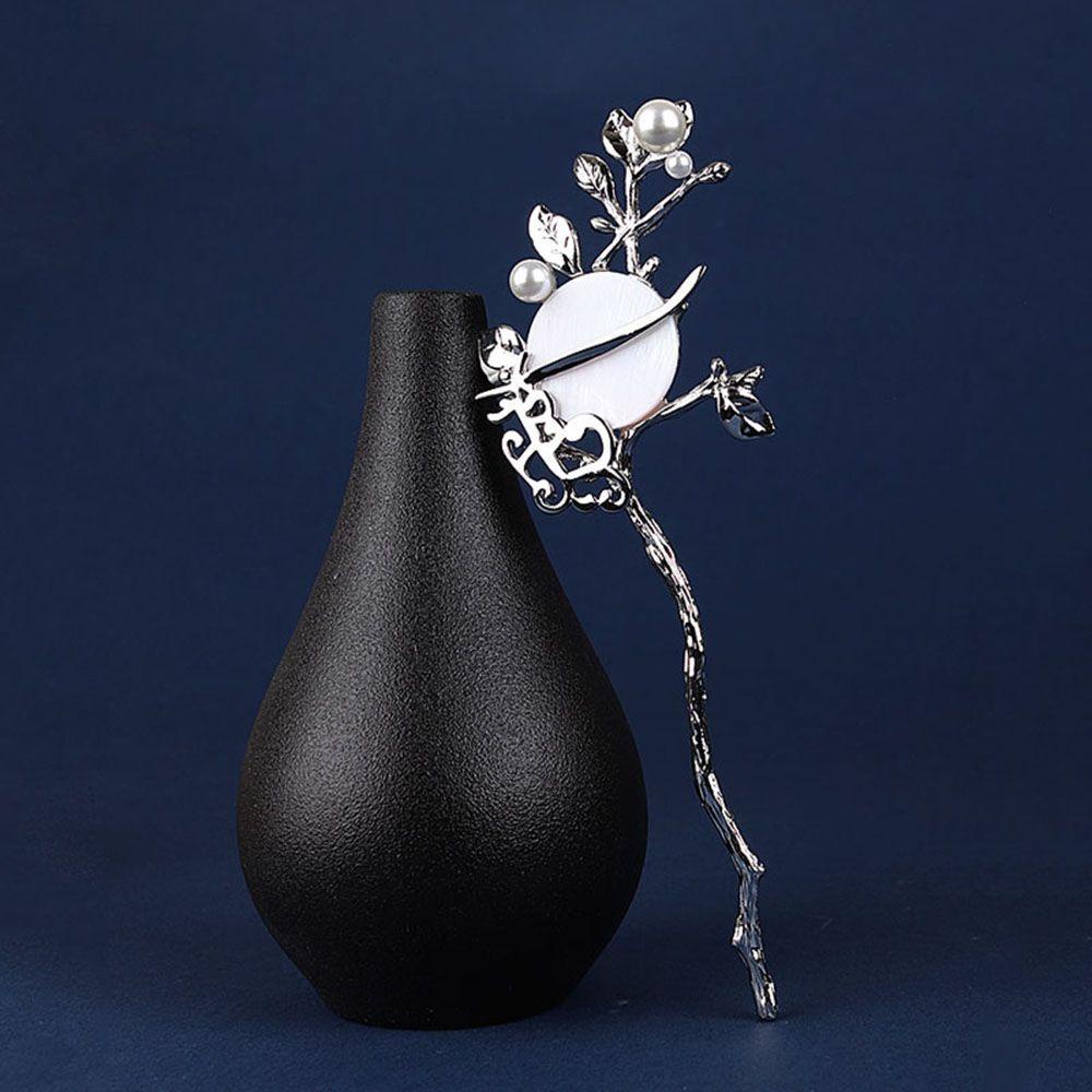 Agustina Moon Hair Stick Hiasan Kepala Klasik Vintage Mutiara Rambut Disk Hadiah Perempuan Wanita Women Hair Fork