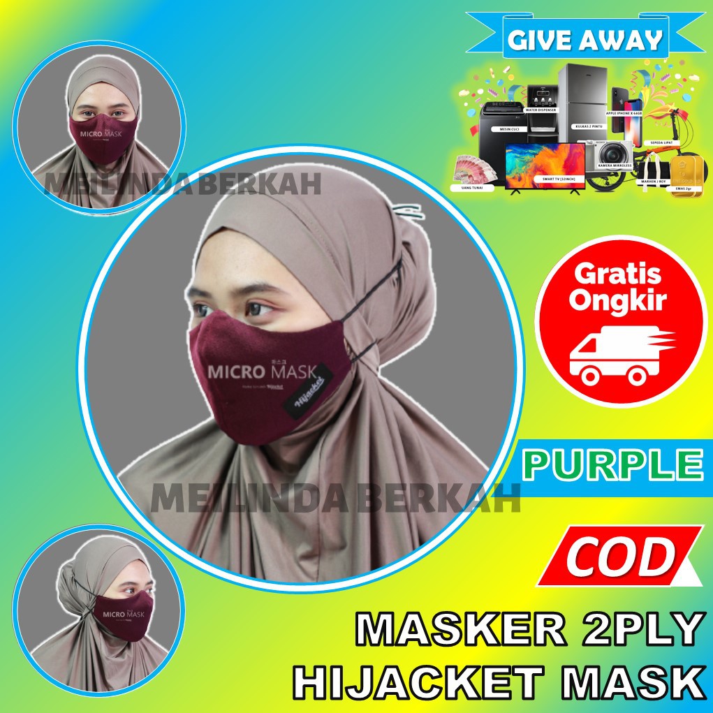 MASKER HIJAB / MASKER JILBAB / MASKER MOTOR / MASKER KAIN / MASKER 2 PLY / MASKER HIJACKET PURPLE