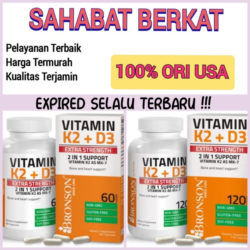 Bronson D3 K2 10000 iu extra strength 60 dan 120 kapsul d3k2