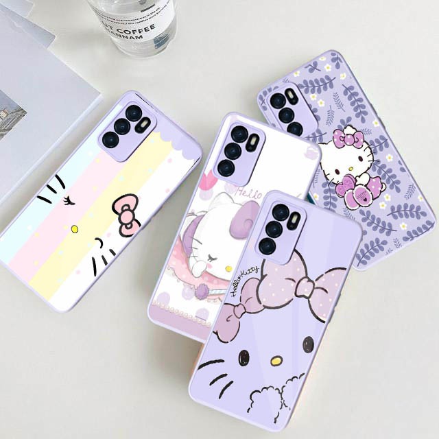 Softcase Glass Macaron Lilac [SM50]  For Oppo Reno 6 4G A5s A16 A15 Reno 5F Reno 5 A54 | Case Oppo A