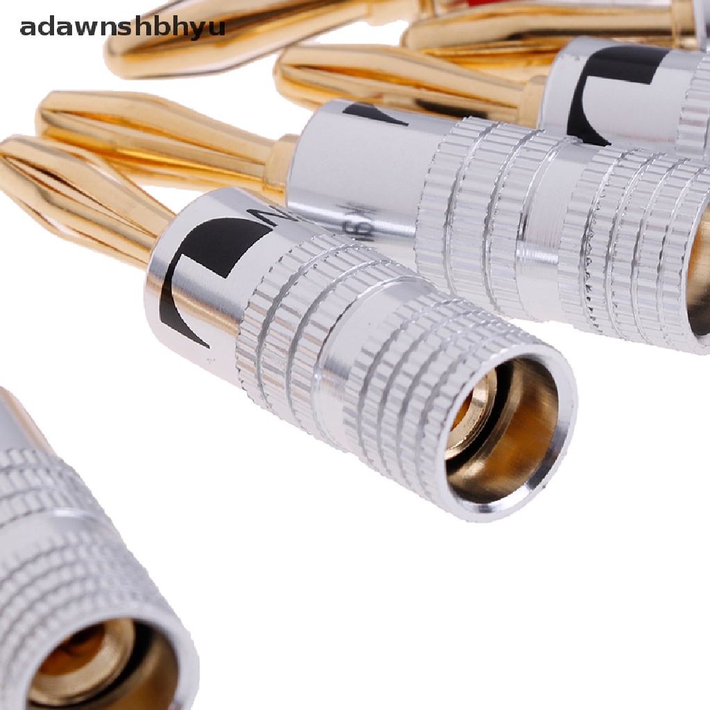Adawnshbhyu 4pcs 2pasang Konektor Jack Audio Colokan Pisang Speaker Lapis Emas 24K