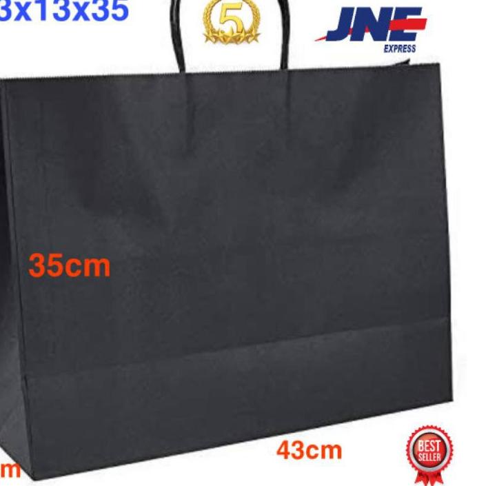 

♝ 1 pack isi 20PCS / 43x13x35 Paper bag kraft hitam polos Goodie bag Shopping bag premium ❁