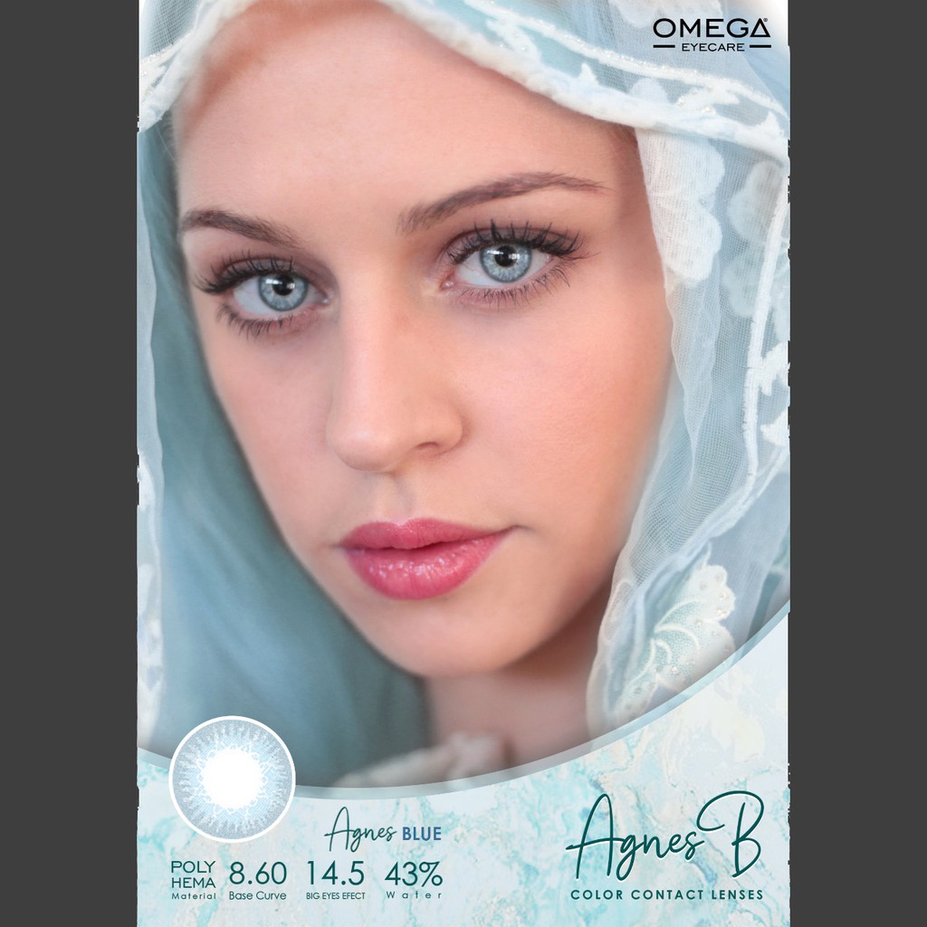 SOFTLENS MINUS OMEGA AGNES B BLUE (-0.50 sd -6.00) 14.5MM GRATIS TEMPAT SOFLEN