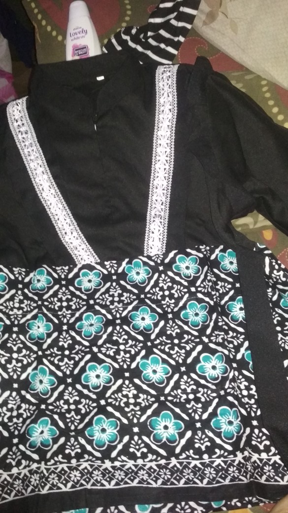 Ori Atasan Blus Batik Wanita Modern Halus Dolby Kombinasi Brokat Polos