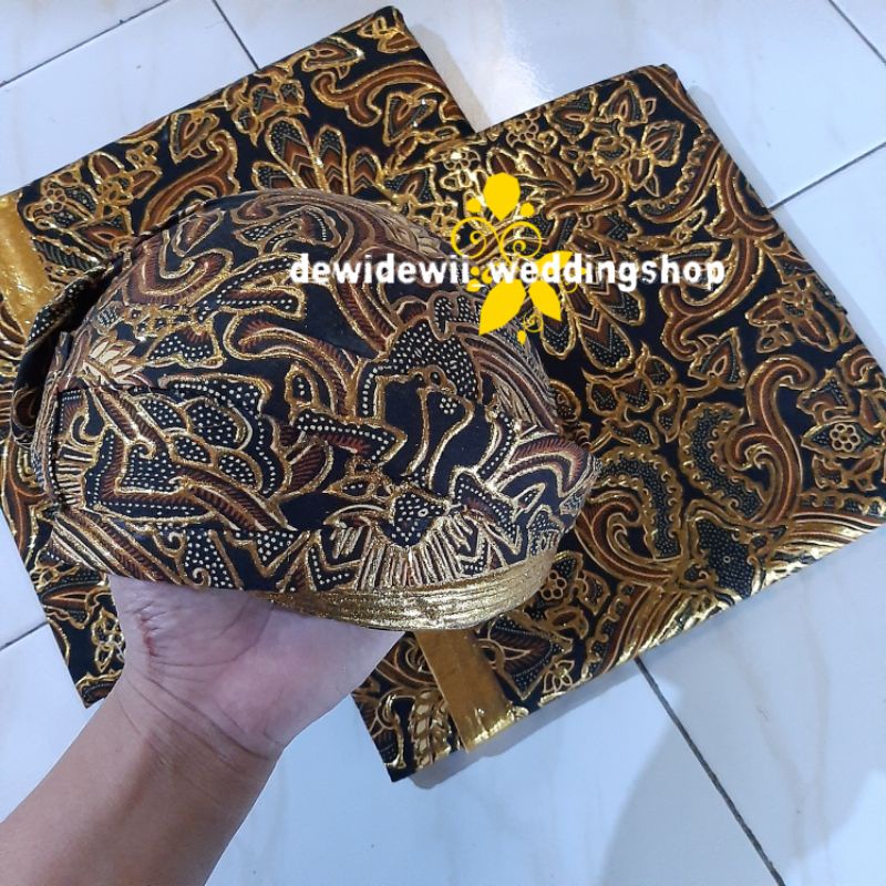 Set Jarik + Blangkon Pengantin (LEMBARAN/ INSTAN), Motif Pisang Bali