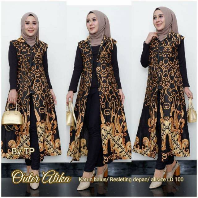 SRIKANDI LONGVEST ROMPI OUTER WEAR MUSLIM PANJANG TARANTULA GENES YUKENSI SOGAN BATIK