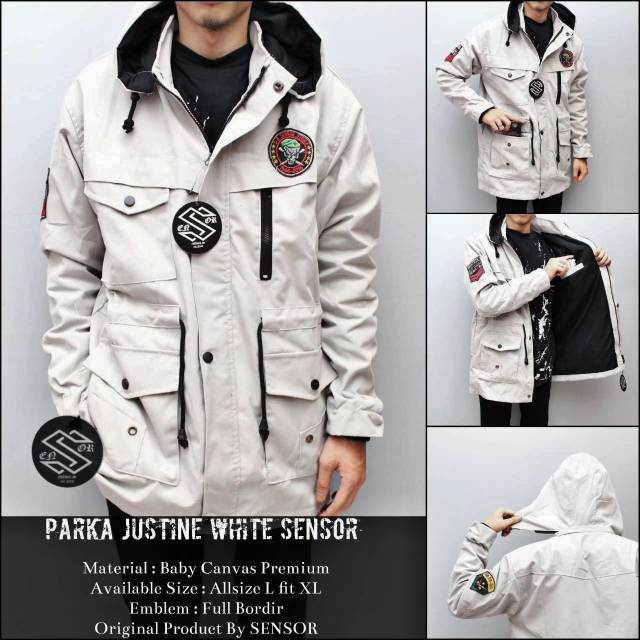 Jaket parka pria justine sensor terlaris premium