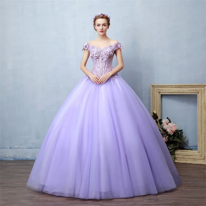 Gaun Pengantin 0070518 Ungu Sabrina Wedding Gown