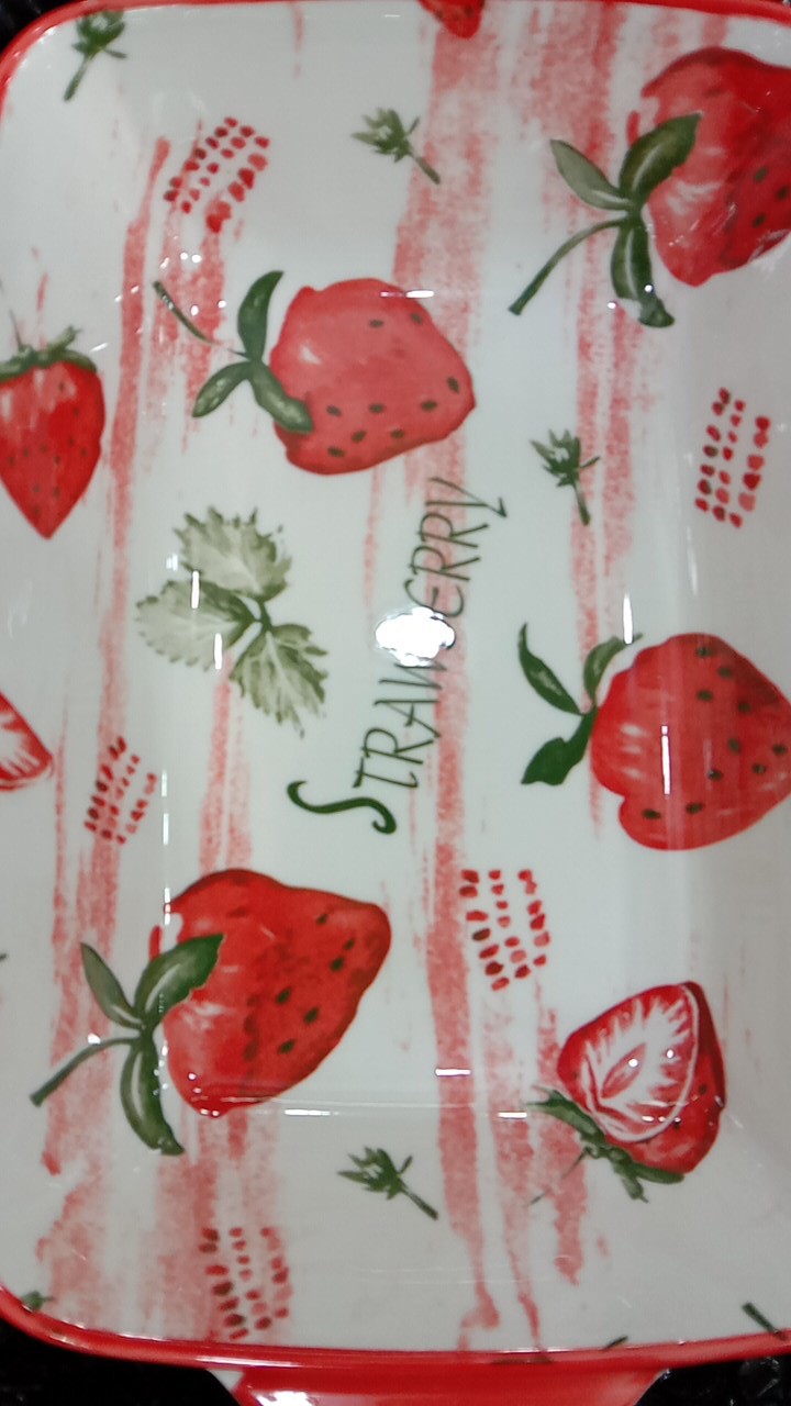 Binaural Keramik Persegi Panjang Wadah Saji Motif Cantik