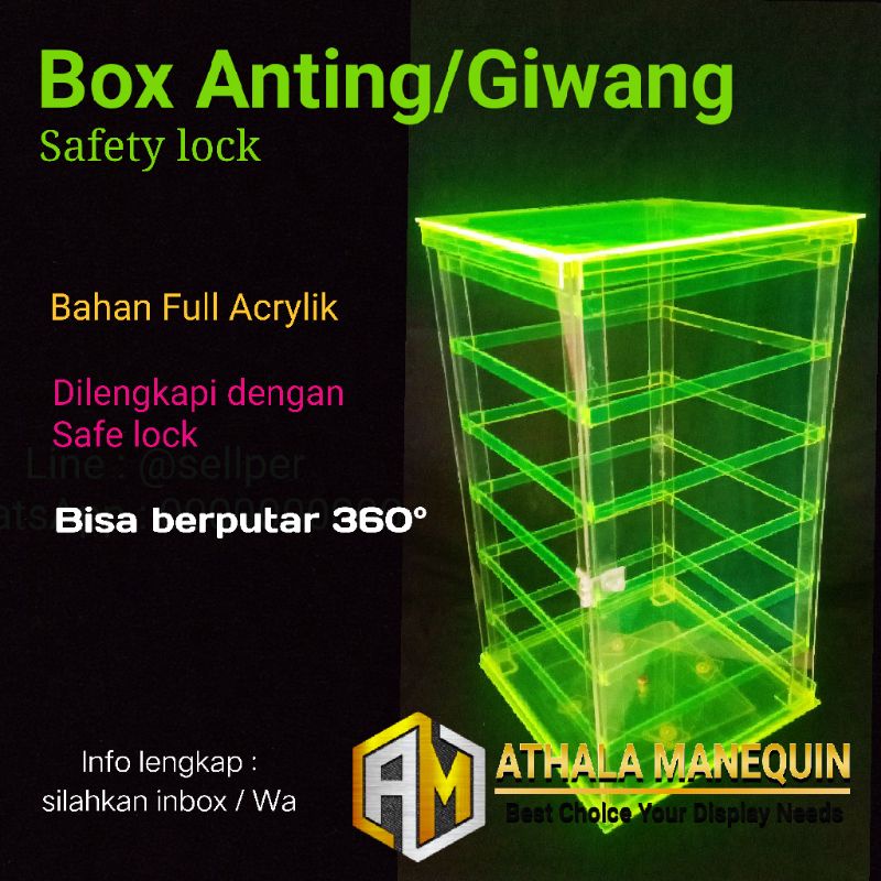 Box anting Pajangan Aksesoris Display Penyimpanan anting﻿ perhiasan emas akrilik acrylic Putar